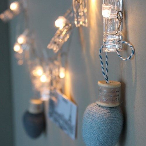 Miaro Cuerda de clips para fotos, 40 LED, decoración de luces para boda, fiesta, Navidad, interiores, hogar, blanco