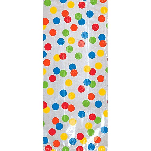 Amscan Rainbow Polkadot Cello Bags Party Favors Set, Multicolored, 9 1/2H x 4W x 2 1/4D by Amscan