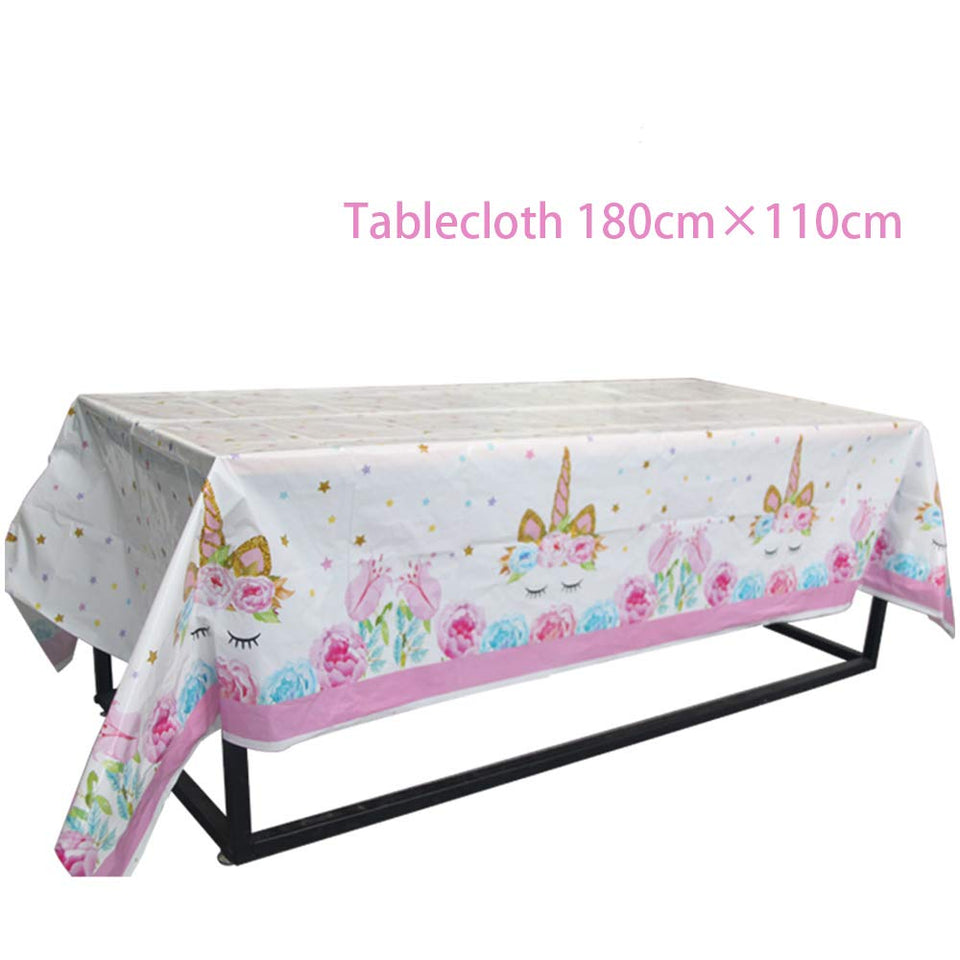 Juego de 49 servilletas con diseño de unicornio, incluye platos, servilletas, para fiestas infantiles, 16 invitados