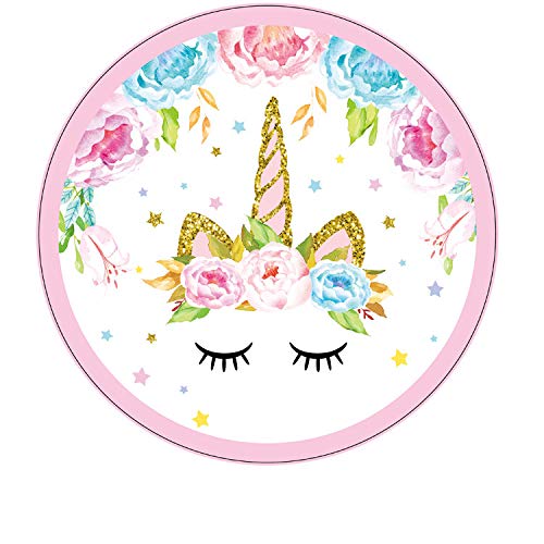 Juego de 49 servilletas con diseño de unicornio, incluye platos, servilletas, para fiestas infantiles, 16 invitados
