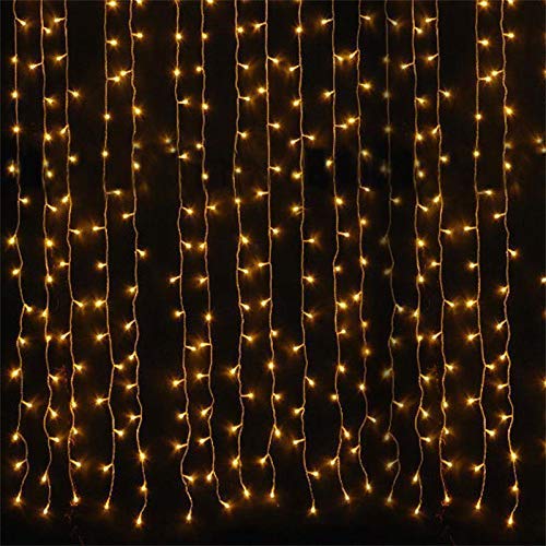 NEXGADGET Luces de Cortina LED 3m* 3m, Luces al Aire Libre de Blanco Resistente al Agua, Codena de Luces de Navidad con 8 Modelos de Iluminación para la Decoración de Fiestas y Bodas, etc (Blanco Cálido)