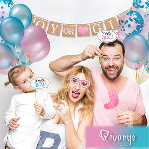 The Fellie Artículos de Fiesta reveladores de género, Niño o niña Globos de la Ducha del bebé Accesorios de la Foto Revelan Globos y Fajas Set de Decoraciones de Globos de Confeti