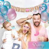 The Fellie Artículos de Fiesta reveladores de género, Niño o niña Globos de la Ducha del bebé Accesorios de la Foto Revelan Globos y Fajas Set de Decoraciones de Globos de Confeti