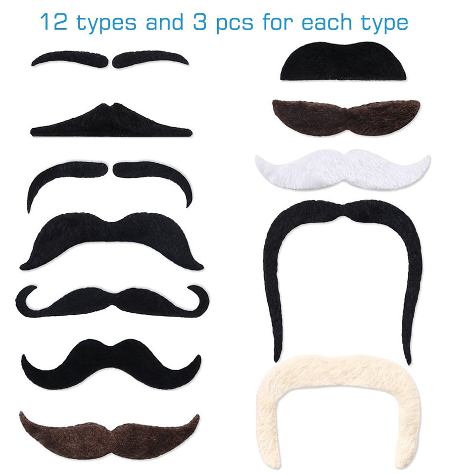 YuCool 60 Piezas de Bigotes Falsos autoadhesivos, Novedad de Bigotes Falsos para Fiesta de Disfraces y Fiesta Mexicana de Rendimiento y Fiesta
