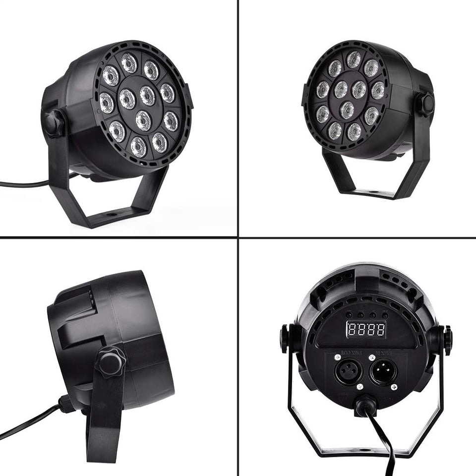 Luces Discoteca, WZTO 4 Modos Bola Discoteca Luz 12 LED Giratoria Luces de Fiesta con Sonido Activado,Luces de Escenario 7 Colores RGB Lámparas de Disco para Cumpleaños, Discoteca, Fiesta, KTV, Bar, Navidad, Bodas