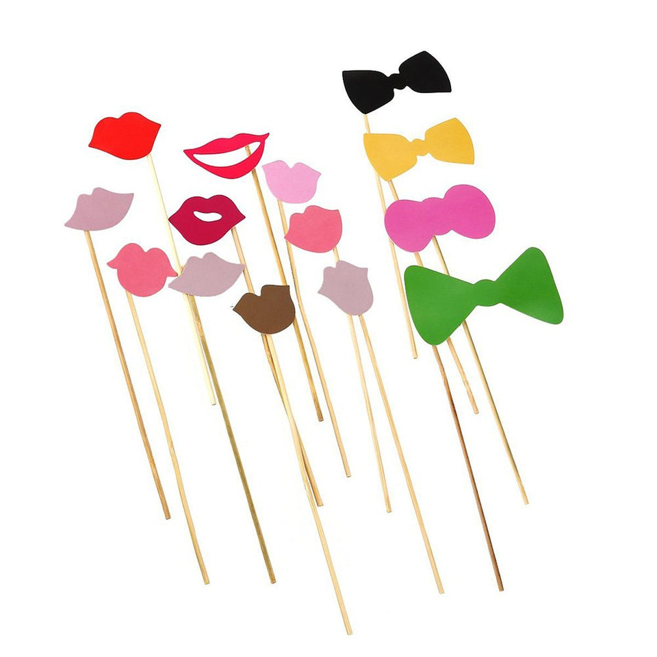 Lingstar Photo Booth Props Kit de bricolaje para Boda Fiesta Photobooth Vestir Accesorios 60pcs