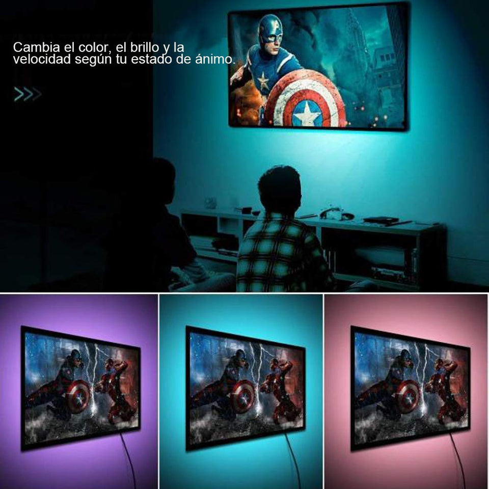 Glückluz Tira led rgb Tiras de Luces LED RGB con Mando a Distancia USB Multicolor Retroiluminación Tiras de LED Kit Completo para Decoración del Partido Fiesta Cocina PC Escritorio Monitor Hogar Regalo de Navidad(2M 5050 RGB 60 LEDs IR Remoto) (24 Botón)