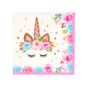 Juego de suministros de fiesta temática de unicornio – 16 – 146 piezas – perfecto para niñas cumpleaños y primer cumpleaños – BONUS Happy Birthday Banner y mantel – Platos de fiesta, tazas y servilletas