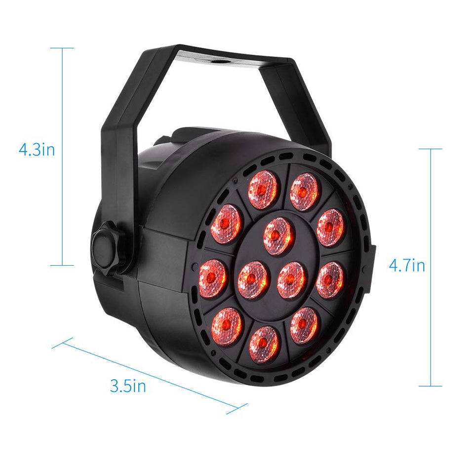 Luces Discoteca, WZTO 4 Modos Bola Discoteca Luz 12 LED Giratoria Luces de Fiesta con Sonido Activado,Luces de Escenario 7 Colores RGB Lámparas de Disco para Cumpleaños, Discoteca, Fiesta, KTV, Bar, Navidad, Bodas