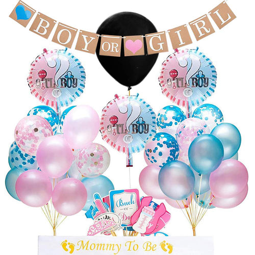 The Fellie Artículos de Fiesta reveladores de género, Niño o niña Globos de la Ducha del bebé Accesorios de la Foto Revelan Globos y Fajas Set de Decoraciones de Globos de Confeti