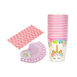 Juego de suministros de fiesta temática de unicornio – 16 – 146 piezas – perfecto para niñas cumpleaños y primer cumpleaños – BONUS Happy Birthday Banner y mantel – Platos de fiesta, tazas y servilletas
