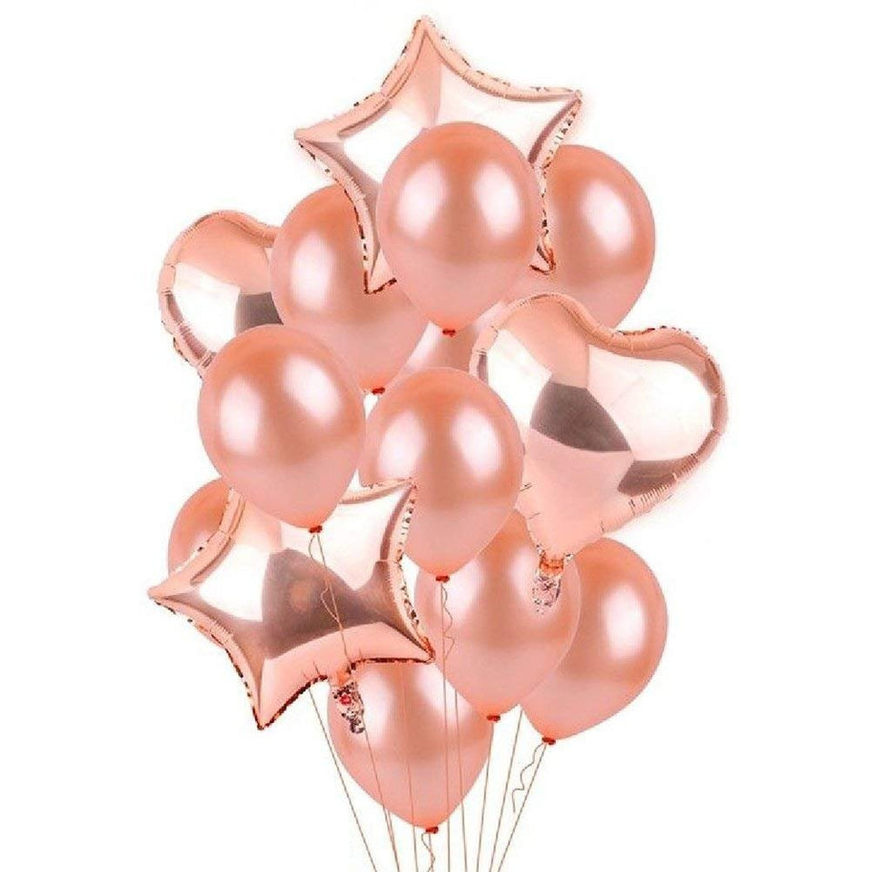 [51 PACK] Globos de Cumpleaños Rosa Metálico de Fiesta para Niña o Niño | Incluye: Letrero Happy Birthday + Globos Metálicos + Globos con Confetti + Decoración de pastel + Guirnaldas rosa + Listón