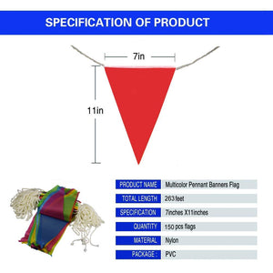 Eokeanon 150Pcs Pennant Banner Multicolor Bunting Banderas, 263 Ft Banner Banderas de Cadena Perfecto para la Gran inauguración Cumpleaños Fiesta Decoraciones navideñas