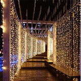 NEXGADGET Luces de Cortina LED 3m* 3m, Luces al Aire Libre de Blanco Resistente al Agua, Codena de Luces de Navidad con 8 Modelos de Iluminación para la Decoración de Fiestas y Bodas, etc (Blanco Cálido)