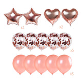 14Pack Juego de Globos de látex y Confeti, Globos en Forma de corazón y Estrella para Bodas Decoración de Fiesta de cumpleaños, duchas de Novia y bebés, telón de Fondo, Globo, Oro Rosa