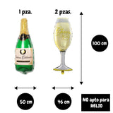 Globos de cumpleaños | Globos champaña botella y copas [ 29 piezas ] Letrero Happy Birthday + Globos Champagne Metálicos Gigantes + Globo Pastel + Globos Estrella | Decoración de Cumpleaños Champagne | Adornos de Fiesta de Cumpleaños Champagne
