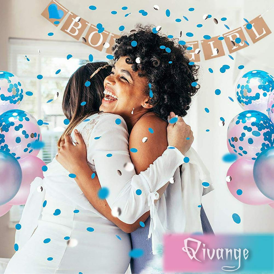 The Fellie Artículos de Fiesta reveladores de género, Niño o niña Globos de la Ducha del bebé Accesorios de la Foto Revelan Globos y Fajas Set de Decoraciones de Globos de Confeti