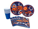 Nerf - Juego de 8 servilletas para fiestas de cumpleaños con platos para el almuerzo, platos de postre, servilletas para el almuerzo, vasos