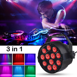 Luces Discoteca, WZTO 4 Modos Bola Discoteca Luz 12 LED Giratoria Luces de Fiesta con Sonido Activado,Luces de Escenario 7 Colores RGB Lámparas de Disco para Cumpleaños, Discoteca, Fiesta, KTV, Bar, Navidad, Bodas