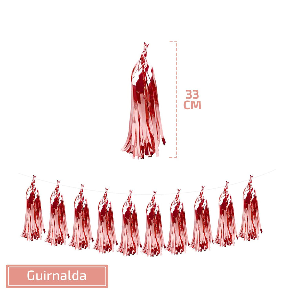 [51 PACK] Globos de Cumpleaños Rosa Metálico de Fiesta para Niña o Niño | Incluye: Letrero Happy Birthday + Globos Metálicos + Globos con Confetti + Decoración de pastel + Guirnaldas rosa + Listón