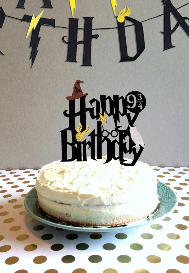 Suministros de fiesta de cumpleaños de Wizard Banner de cumpleaños Cupcake Toppers Wizard Hat Cake Topper para decoraciones de cumpleaños
