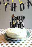 Suministros de fiesta de cumpleaños de Wizard Banner de cumpleaños Cupcake Toppers Wizard Hat Cake Topper para decoraciones de cumpleaños