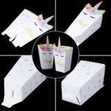 24 Piezas Cajas de Palomitas de Maíz Contenedor de Palomitas de Maíz Caja de Dulces de Patrón de Unicornio de Arco Iris para Materiales de Fiesta de Bienvenida a Bebé Cumpleaños