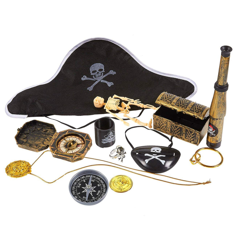 Juvale 100 Unidades de Regalos de Fiesta Pirata, artículos de Fiesta de cumpleaños, decoración de Piratas, Monedas Falsas de plástico, Estuche de Pirata para Halloween Giveaways, premios de Carnaval