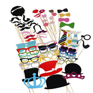 Lingstar Photo Booth Props Kit de bricolaje para Boda Fiesta Photobooth Vestir Accesorios 60pcs