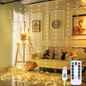 Anpro 3 * 3M 300 LED Luz,Luz Cadena,Cortina de luces LED,Luz Ventana Decorado para Fiesta,Navidad