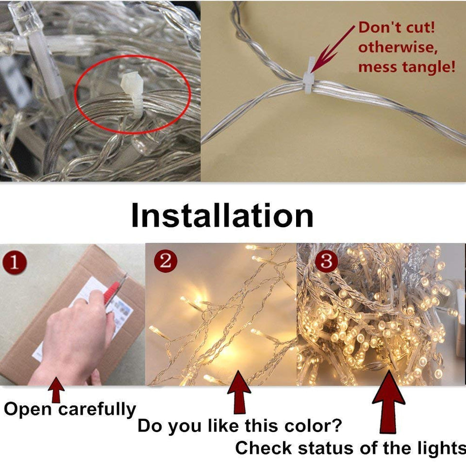 Cortina de luces LED, Gloriz 3 * 3M 300LEDs luz led lampara lluminación de decoración al aire libre con 8 modelos de lluminación, impermeable IP54 para Decoración de Ventanas, la decoración de fiestas,bodas (Blanco Cálido)