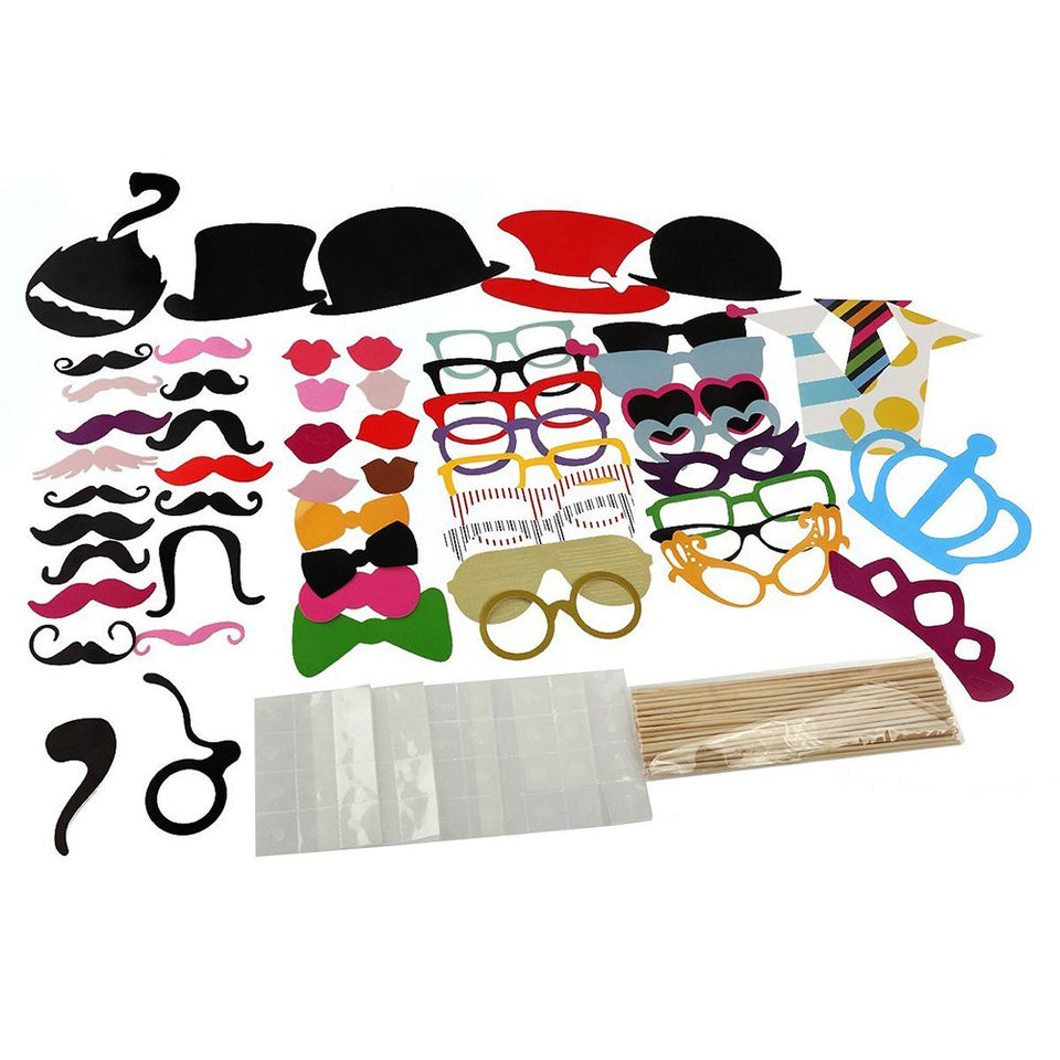 Lingstar Photo Booth Props Kit de bricolaje para Boda Fiesta Photobooth Vestir Accesorios 60pcs