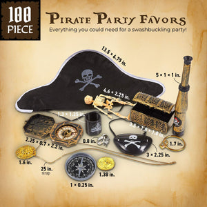 Juvale 100 Unidades de Regalos de Fiesta Pirata, artículos de Fiesta de cumpleaños, decoración de Piratas, Monedas Falsas de plástico, Estuche de Pirata para Halloween Giveaways, premios de Carnaval