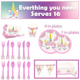 Upper Midland Products Set de Fiesta de Unicornio para 16 cumpleaños, Paquete de Suministros para Fiestas, Kit de decoración para niñas