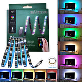 Glückluz Tira led rgb Tiras de Luces LED RGB con Mando a Distancia USB Multicolor Retroiluminación Tiras de LED Kit Completo para Decoración del Partido Fiesta Cocina PC Escritorio Monitor Hogar Regalo de Navidad(2M 5050 RGB 60 LEDs IR Remoto) (24 Botón)