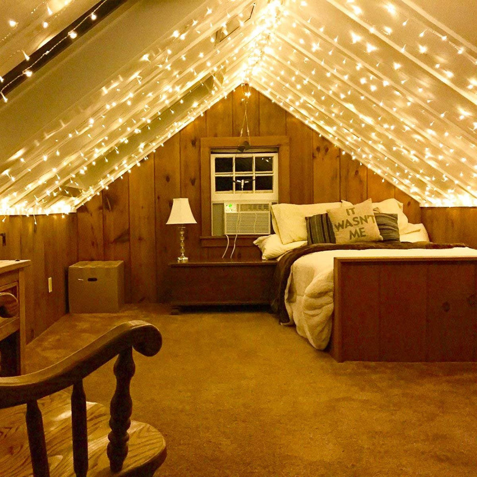 NEXGADGET Luces de Cortina LED 3m* 3m, Luces al Aire Libre de Blanco Resistente al Agua, Codena de Luces de Navidad con 8 Modelos de Iluminación para la Decoración de Fiestas y Bodas, etc (Blanco Cálido)
