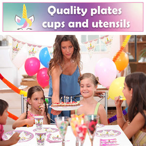 Upper Midland Products Set de Fiesta de Unicornio para 16 cumpleaños, Paquete de Suministros para Fiestas, Kit de decoración para niñas