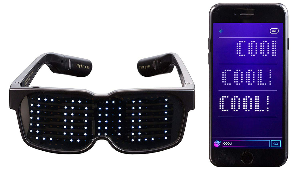 CHEMION- Único Bluetooth gafas de LED - texto personalizable y animaciones. Perfecto para fiestas Rave, conciertos