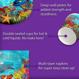 Ocean Sea Life Fiesta de cumpleaños suministros set Platos, vasos y servilletas Kit de Vajilla para 16