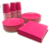 Serves 50 | Paquete completo de fiesta | Rosa | Platos de papel de cena de 9 pulgadas | Platos de papel de postre de 7 pulgadas | 9 oz tazas | 3 capas servilletas | Rosa/Baby Shower Party Tema