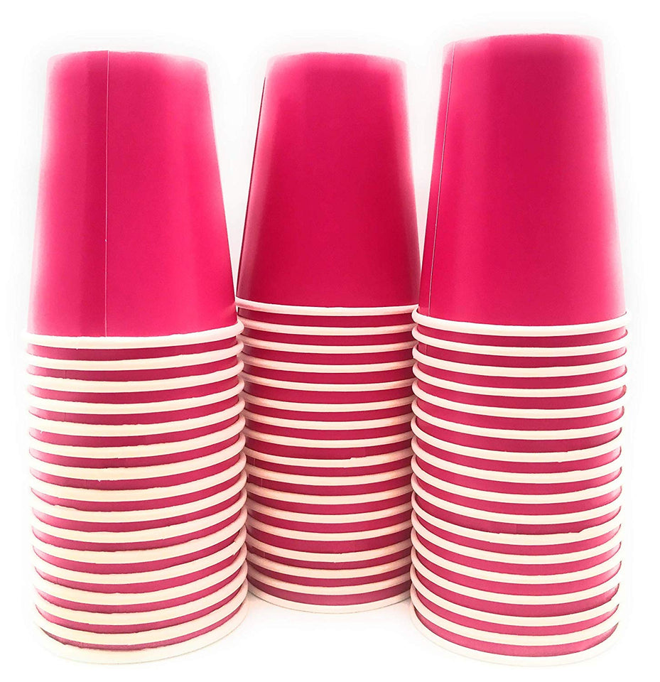 Serves 50 | Paquete completo de fiesta | Rosa | Platos de papel de cena de 9 pulgadas | Platos de papel de postre de 7 pulgadas | 9 oz tazas | 3 capas servilletas | Rosa/Baby Shower Party Tema