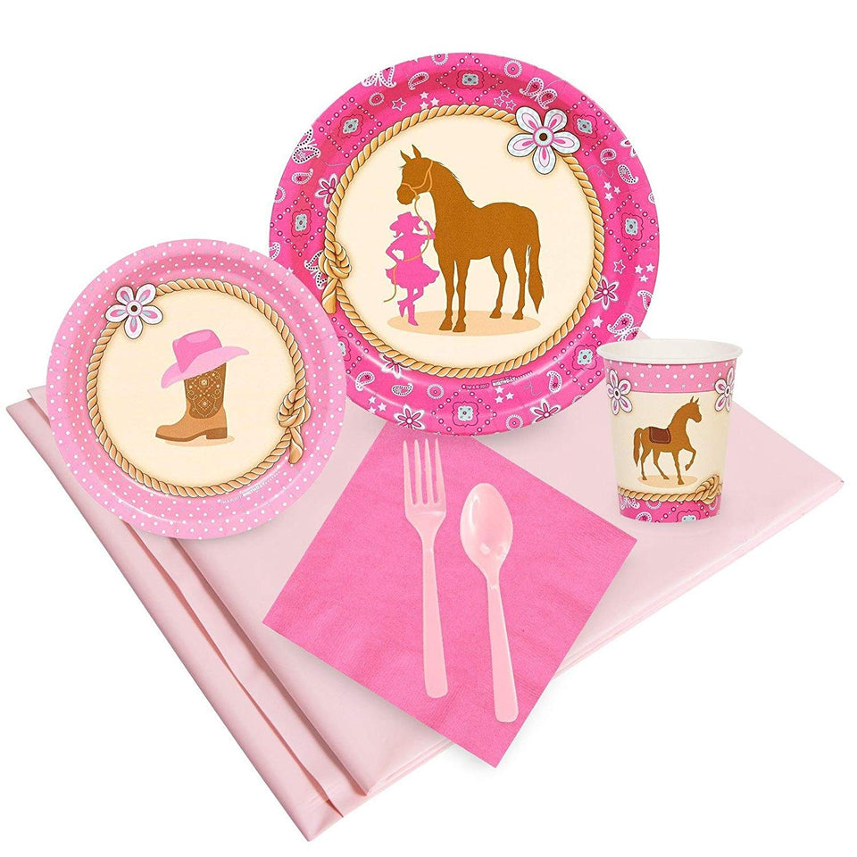 BirthdayExpress Western Cowgirl - Paquete de Suministros para Fiestas Infantiles, 24 Invitados, Color Rosa