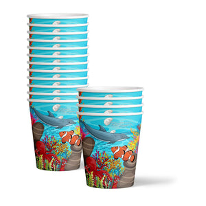 Ocean Sea Life Fiesta de cumpleaños suministros set Platos, vasos y servilletas Kit de Vajilla para 16
