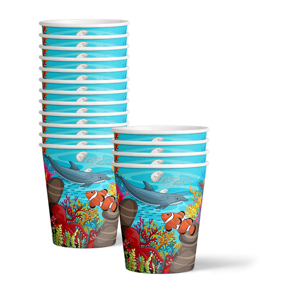 Ocean Sea Life Fiesta de cumpleaños suministros set Platos, vasos y servilletas Kit de Vajilla para 16