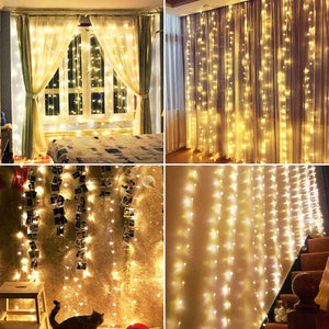 Anpro 3 * 3M 300 LED Luz,Luz Cadena,Cortina de luces LED,Luz Ventana Decorado para Fiesta,Navidad