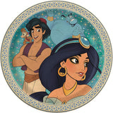 Paquete de fiesta de Aladdin y Princesa Jasmine, juego de suministros para fiesta de cumpleaños para 16 incluye platos, servilletas, tazas, cubierta de mesa, velas, hojas de pegatinas