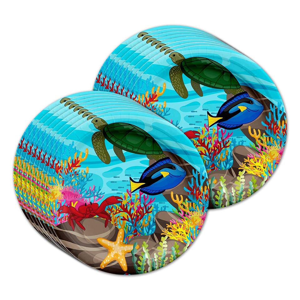 Ocean Sea Life Fiesta de cumpleaños suministros set Platos, vasos y servilletas Kit de Vajilla para 16