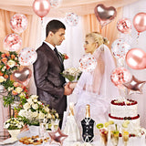 14Pack Juego de Globos de látex y Confeti, Globos en Forma de corazón y Estrella para Bodas Decoración de Fiesta de cumpleaños, duchas de Novia y bebés, telón de Fondo, Globo, Oro Rosa