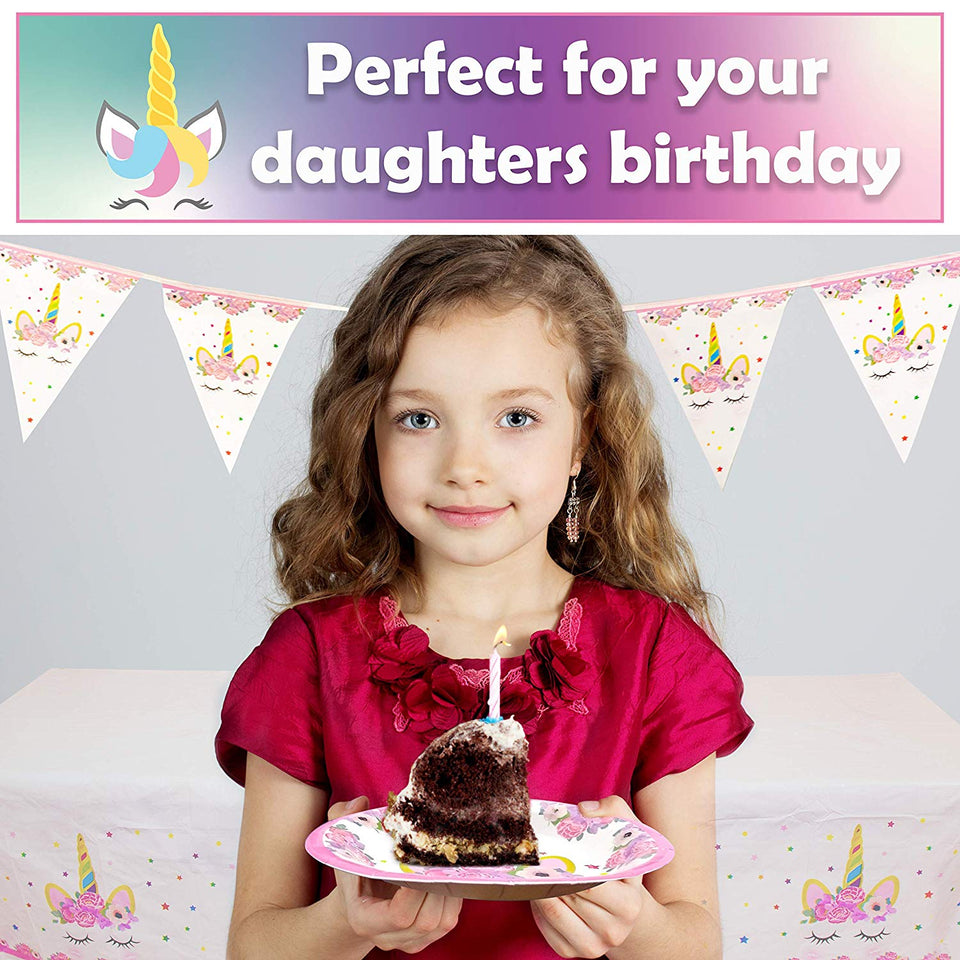 Upper Midland Products Set de Fiesta de Unicornio para 16 cumpleaños, Paquete de Suministros para Fiestas, Kit de decoración para niñas