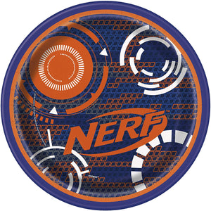 Nerf - Juego de 8 servilletas para fiestas de cumpleaños con platos para el almuerzo, platos de postre, servilletas para el almuerzo, vasos